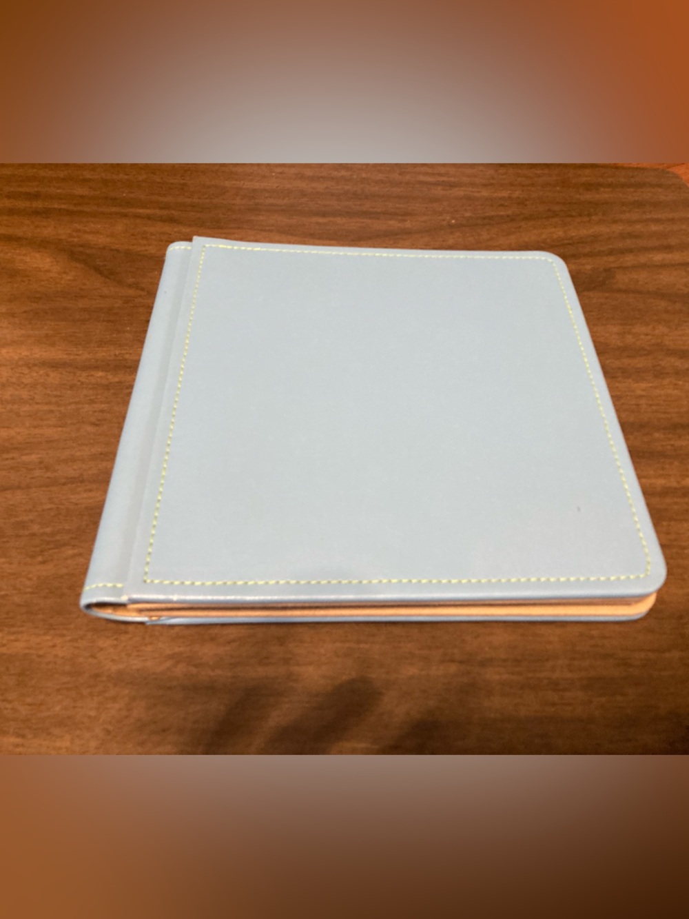 Creative Memories strap-hinge scrapbook photo album faux leather blue tan 12x12